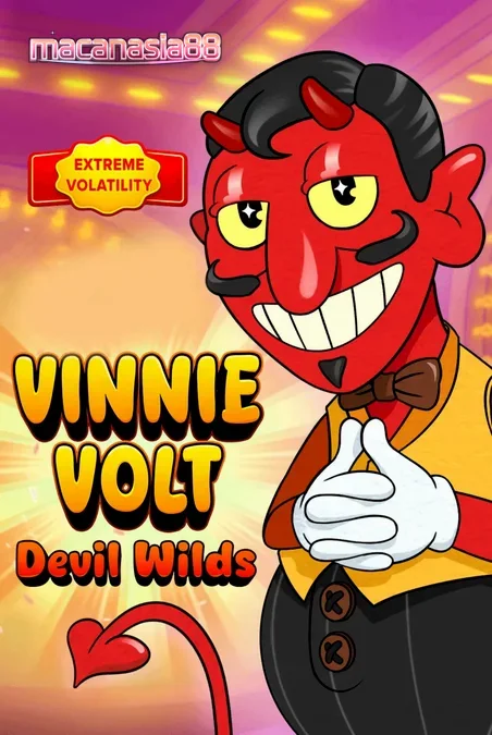 Vinnie Volt: Devil Wilds slot machine interface with cartoon devil theme